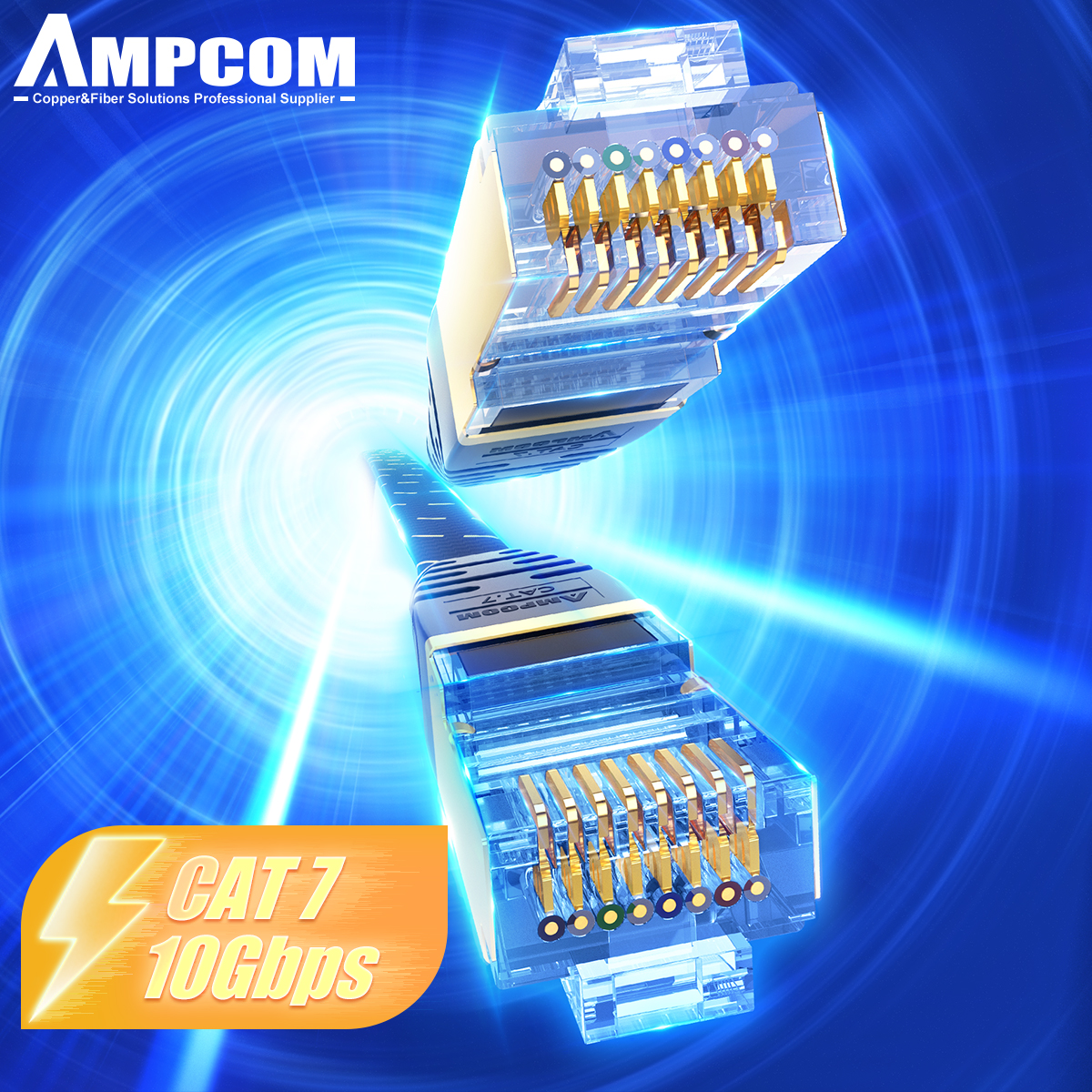 Power Over Ethernet - AMPCOM Network Cable Flat Slim Braided