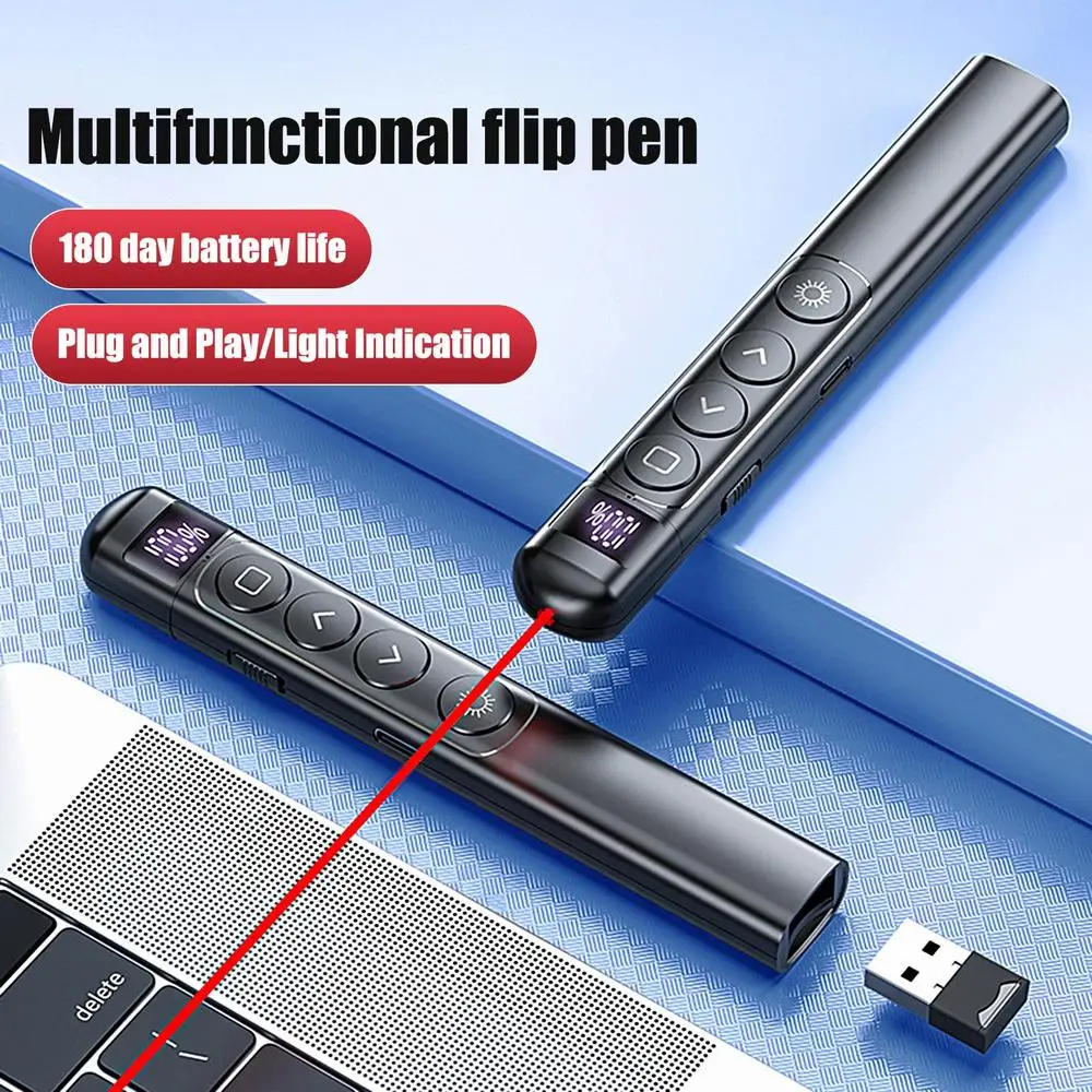 Presentation Remote Laser - Wireless Flip-Pen Presentation Clicker 2.4GHz RF