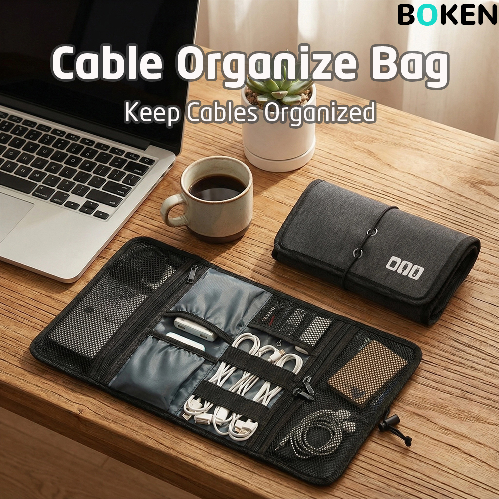 Office Tech Accessories - Portable Foldable Travel Cable Organizer Bag