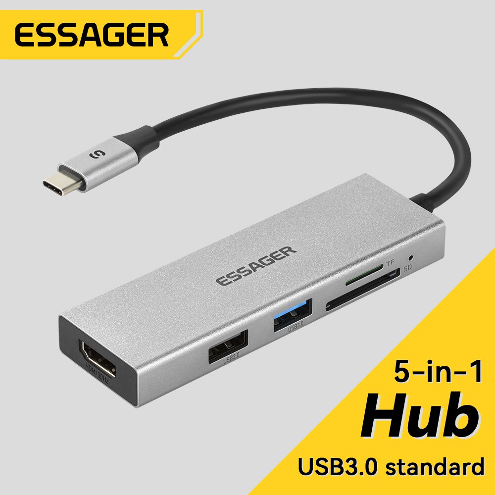 Essager 5 in 1 USB C HUB HDMI- - مراجعة Docking Station Usb C وسعره