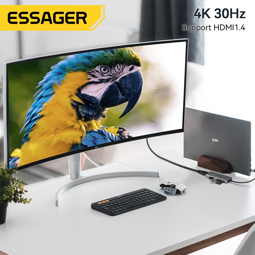 Essager 5 in 1 USB C HUB HDMI- - مراجعة Docking Station Usb C وسعره