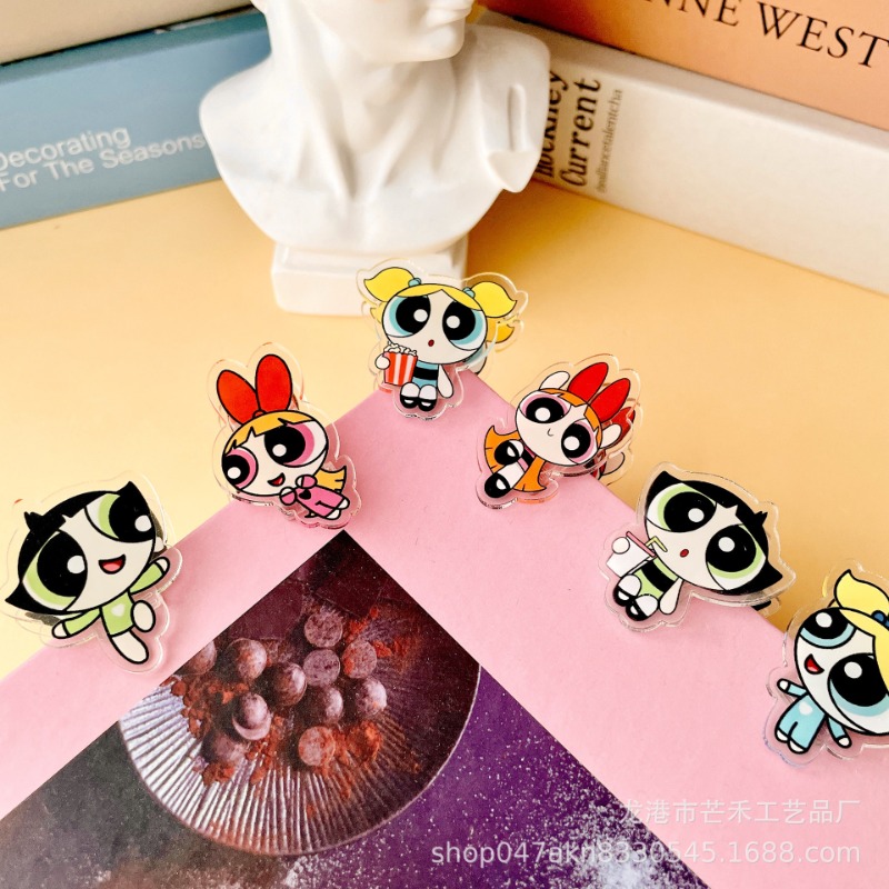 6PCS Kawaii The Powerpuffs Gir - مراجعة Office Tech Accessories وسعره