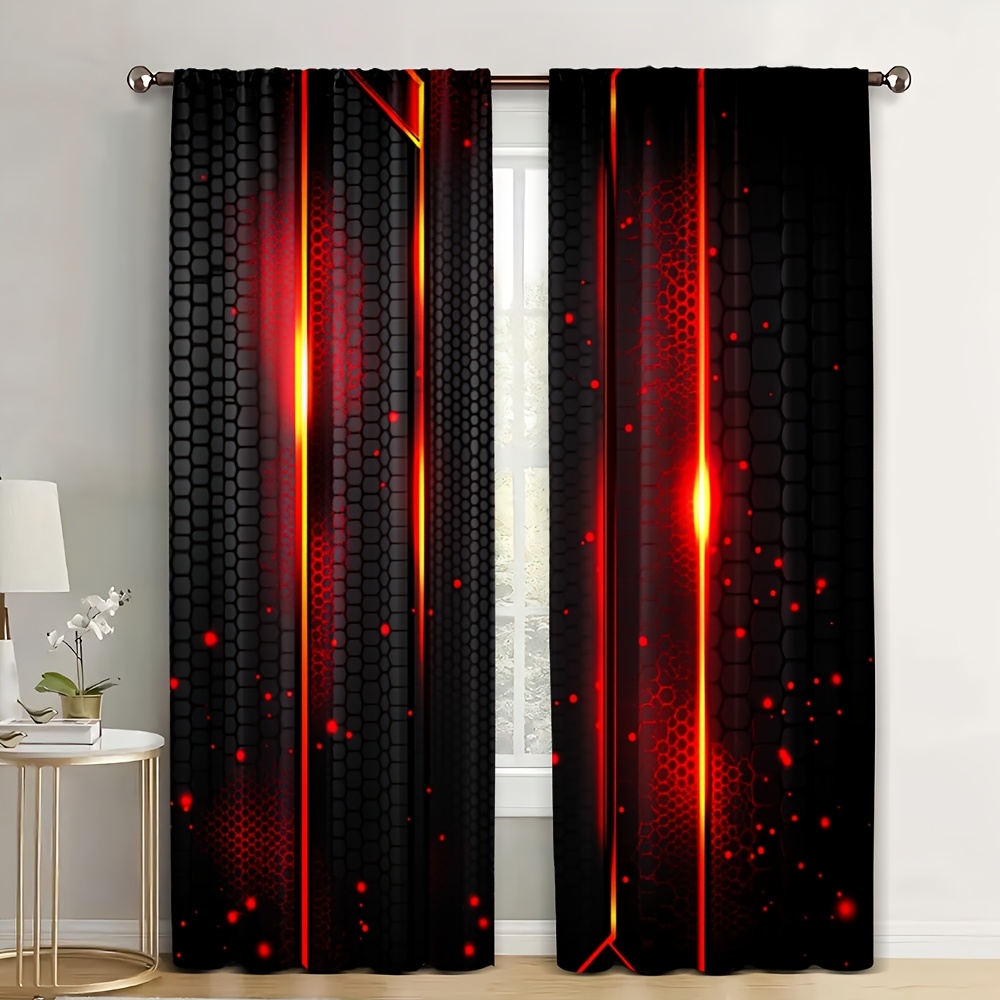 2pcs Lava Curtains Black Red C - مراجعة Office Tech For Men وسعره