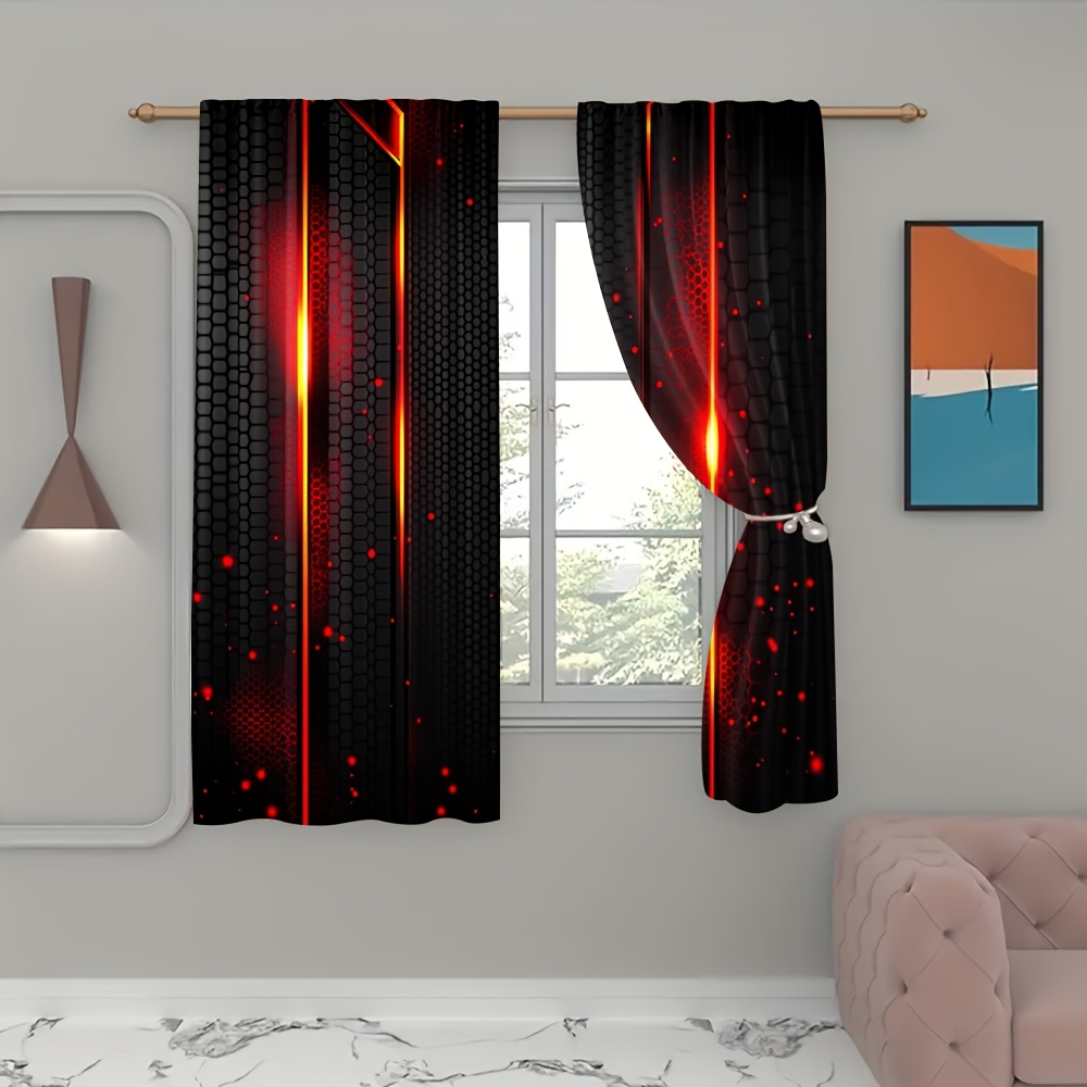 2pcs Lava Curtains Black Red C - مراجعة Office Tech For Men وسعره