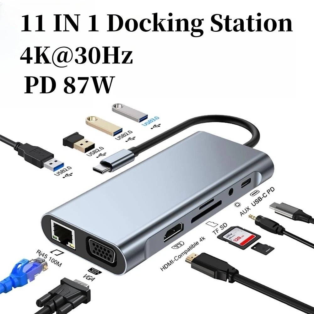 4/7/8/11in1 Docking Hub 4K USB - مراجعة Docking Station Usb C وسعره