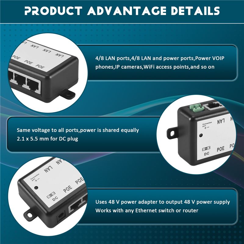 PHILE-8 Ports Poe Injector Poe - مراجعة Power Over Ethernet وسعره